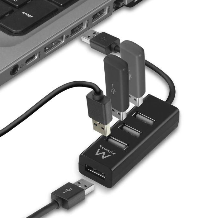 Hub USB Ewent EW1123 Noir 0 Hub USB Ewent EW1123 Noir 0