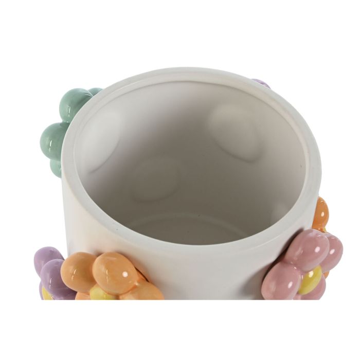 Cache-pot Home ESPRIT Blanc Multicouleur Dolomite Fleurs 17 x 17 x 14,5 cm 1 Cache-pot Home ESPRIT Blanc Multicouleur Dolomite Fleurs 17 x 17 x 14,5 cm 1