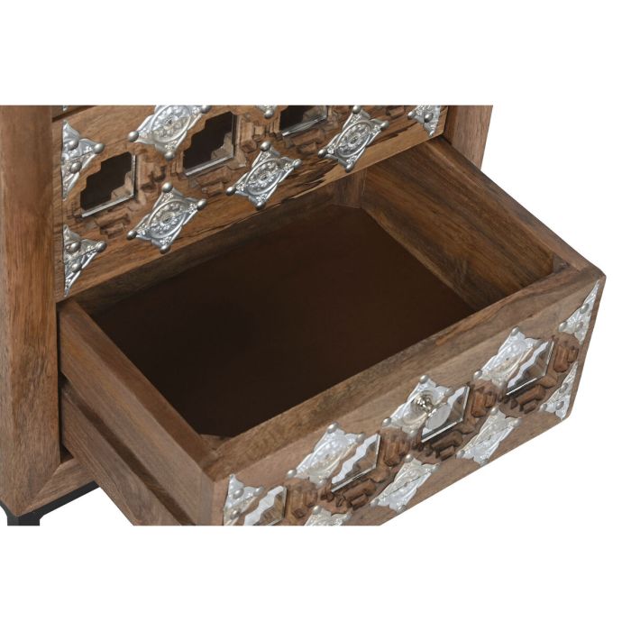 Caisson à Tiroirs Home ESPRIT Marron Noir Argenté Bois de manguier Miroir Indien 45 x 35 x 105 cm 5 Caisson à Tiroirs Home ESPRIT Marron Noir Argenté Bois de manguier Miroir Indien 45 x 35 x 105 cm 5