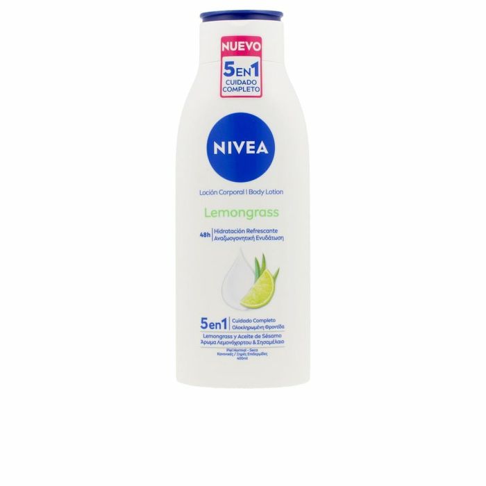 Nivea Lotion pour le Corps Citronnelle 5 en 1 Hydratation 48h Parfum Agréable 400 ml