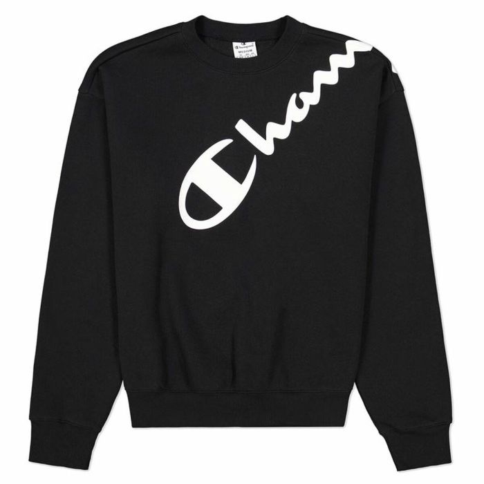 Sweat sans capuche femme Champion Diagonal Logo Noir 0 Sweat sans capuche femme Champion Diagonal Logo Noir 0