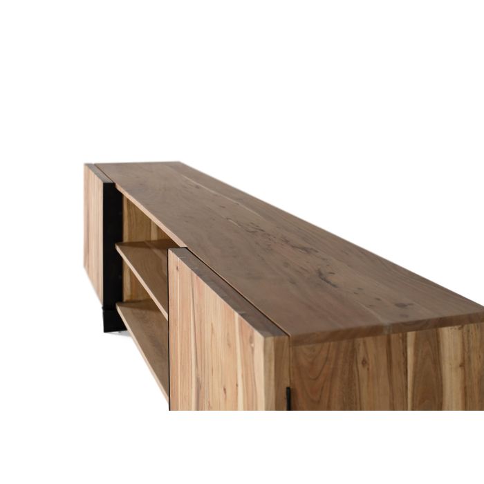 GINER Y COLOMER - Meuble TV en bois d'acacia et métal teinté naturel - 200 x 40 x 50 cm - Large espace de rangement pour équipements multimédias 4 GINER Y COLOMER - Meuble TV en bois d'acacia et métal teinté naturel - 200 x 40 x 50 cm - Large espace de rangement pour équipements multimédias 4