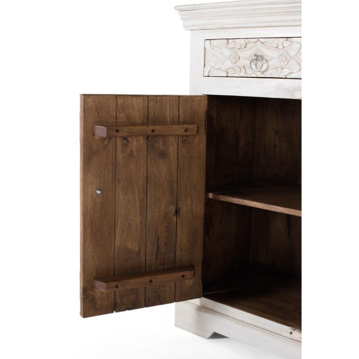 GINER Y COLOMER - Buffet en bois de manguier massif style ancien couleur blanc vieilli - 4 portes, 4 tiroirs - 180 x 100 x 40 cm 5 GINER Y COLOMER - Buffet en bois de manguier massif style ancien couleur blanc vieilli - 4 portes, 4 tiroirs - 180 x 100 x 40 cm 5