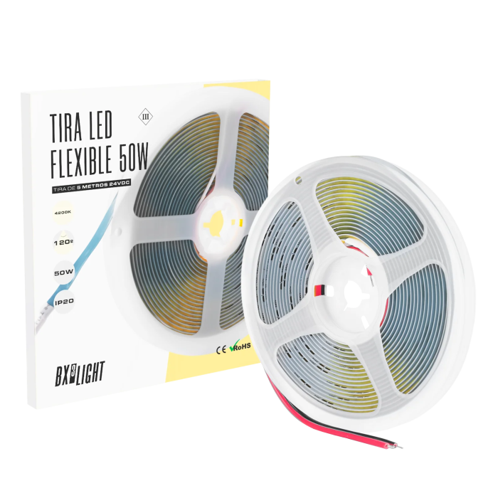 BX3 LIGHT Ruban LED Flexible 50W 24V DC IP20 6000K 5m Blanc Froid - BX3-COB-320-24DC-CW - Pour éclairage intérieur et décoratif