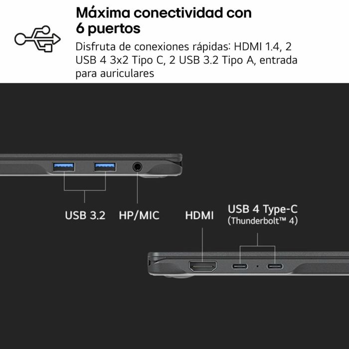 Ordinateur Portable LG 14Z90RU-G.AA55B 14" 16 GB RAM 512 GB SSD Espagnol Qwerty i5-1334U 10 Ordinateur Portable LG 14Z90RU-G.AA55B 14" 16 GB RAM 512 GB SSD Espagnol Qwerty i5-1334U 10