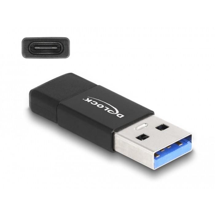 DELOCK USB 3.2 Gen 2 Adapter USB Typ-A Stecker zu USB Type-C Buchse schwarz 1