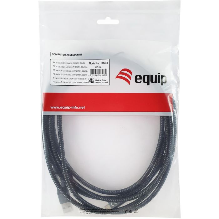 Equip Kabel USB-C 3.2 -> C/A St/St 3.00m 20Gbps schwarz 1
