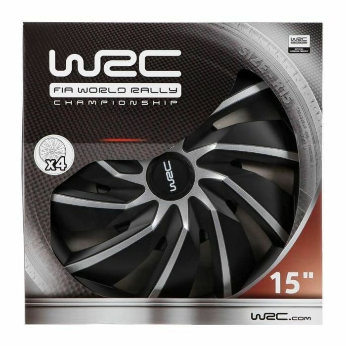 WRC Enjoliveurs Bi-colo 15 TURBO Jeu de 4 bicolores 15 pouces aspect sportif noir mat et gris argenté