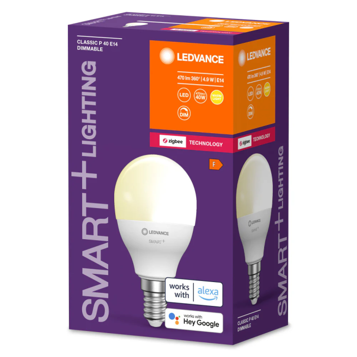 Ledvance [LVE-4058075729100] Ampoule LED SMART E14 4,9W 470Lm 2700K 200° IP20 Dimmable Forme Bougie Zigbee 1