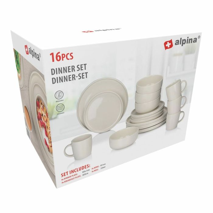 Assiettes Alpina Crème Céramique 16 Pièces (4 Unités) 1