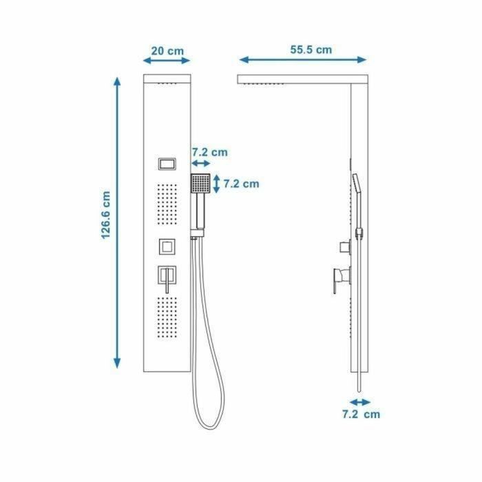 Colonne de douche Rousseau Torquay ABS 126,6 x 20 cm Hydromassage 1