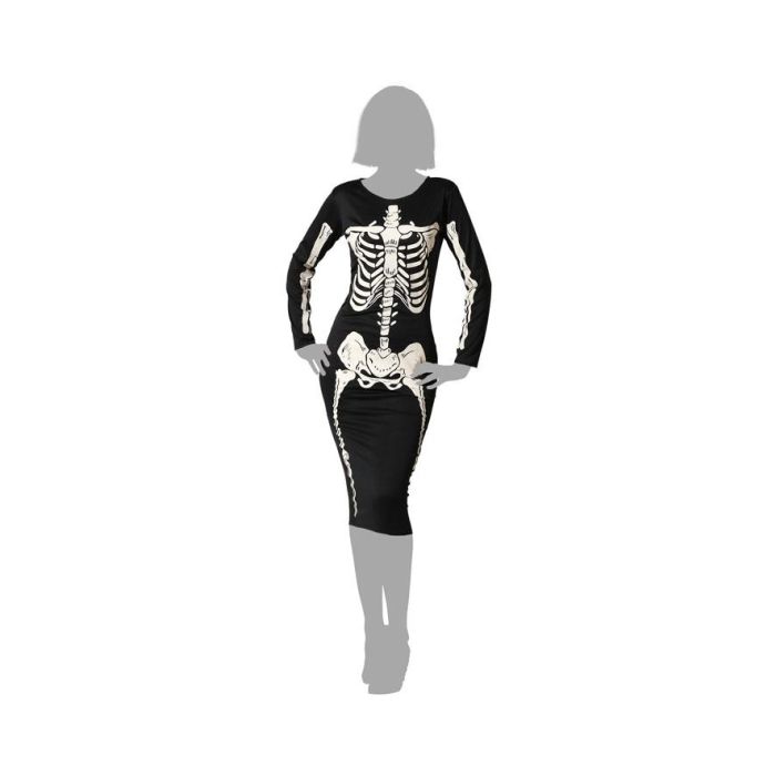 Déguisement Femme Robe Ajustée Squelette Brillante M-L - Noir - Polyester - Pour Halloween et Soirées