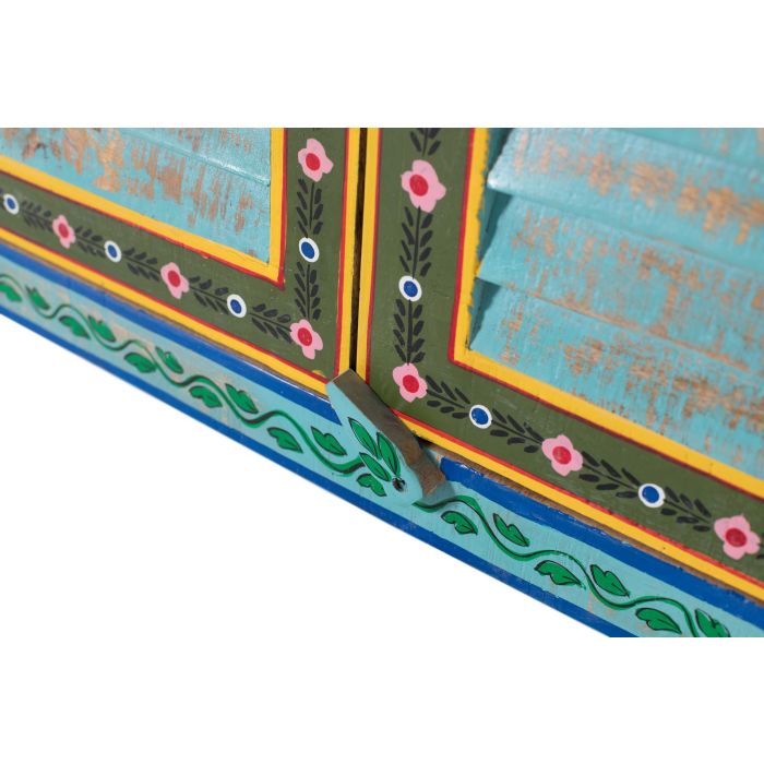 GINER Y COLOMER - Armoire en bois de manguier style artisanal, portes à lattes, étagères et barre à vêtements, peinture bleue vibrante 5 GINER Y COLOMER - Armoire en bois de manguier style artisanal, portes à lattes, étagères et barre à vêtements, peinture bleue vibrante 5