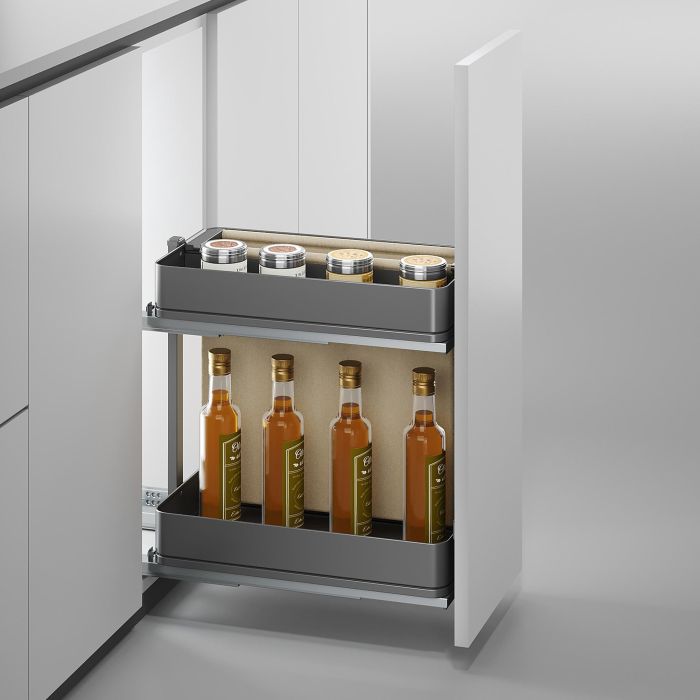 Emuca Chariot extractible avec paniers et panier à pain Harmony avec fermeture à amortie, Module largeur 300mm hauteur 700mm, Acier et Bois, Gris anthracite 2 Emuca Chariot extractible avec paniers et panier à pain Harmony avec fermeture à amortie, Module largeur 300mm hauteur 700mm, Acier et Bois, Gris anthracite 2