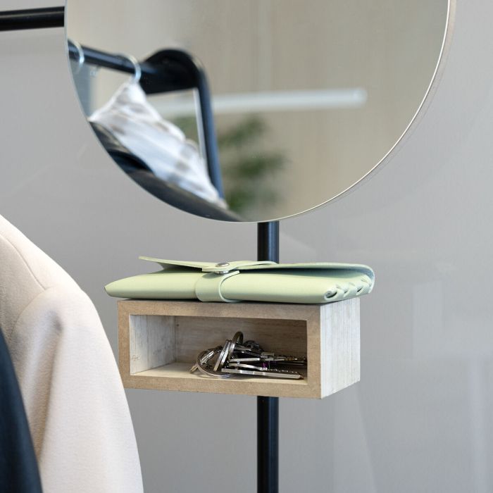 Porte-manteau avec miroir Vinthera Moa Noir Beige Métal Bois MDF 76 x 180 x 40 cm 1