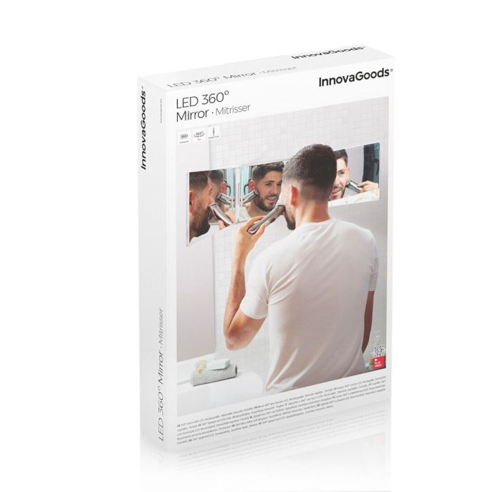 InnovaGoods Miroir de maquillage éclairé Miroir de salle de bain avec design pliant et vue 1 InnovaGoods Miroir de maquillage éclairé Miroir de salle de bain avec design pliant et vue 1