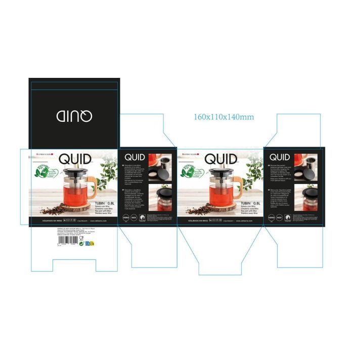 Tetera Vidrio Filtro Inox Tubin Quid 0,8 L 5