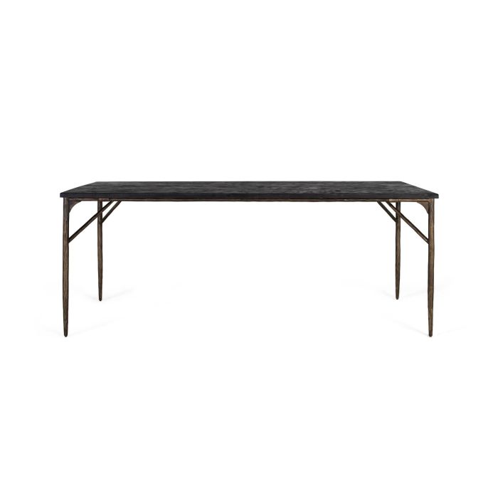 GINER Y COLOMER Table de Salle à Manger Rectangulaire 200 cm en Bois Massif et Métal Noir et Doré, Style Industriel Contemporain 0 GINER Y COLOMER Table de Salle à Manger Rectangulaire 200 cm en Bois Massif et Métal Noir et Doré, Style Industriel Contemporain 0