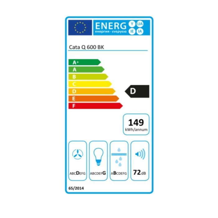 Hotte standard Cata Q600BK 60 cm 645 m3/h 72 dB 240W 1
