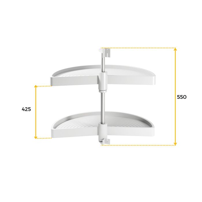 Emuca jeu de plateaux rotatifs Shelvo 1/2 lune, pour module de 800mm, plastique et aluminium, blanc 3