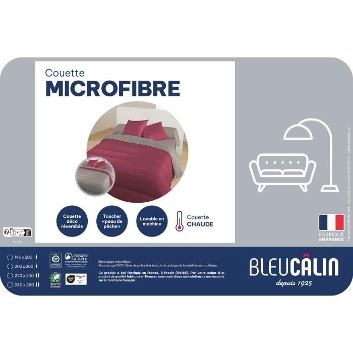 Couette microfibre - 240 x 220 cm - BLEU CALIN - Chaude - 400 g/m² - Bicolore Bourgogne / Poivre 1 Couette microfibre - 240 x 220 cm - BLEU CALIN - Chaude - 400 g/m² - Bicolore Bourgogne / Poivre 1