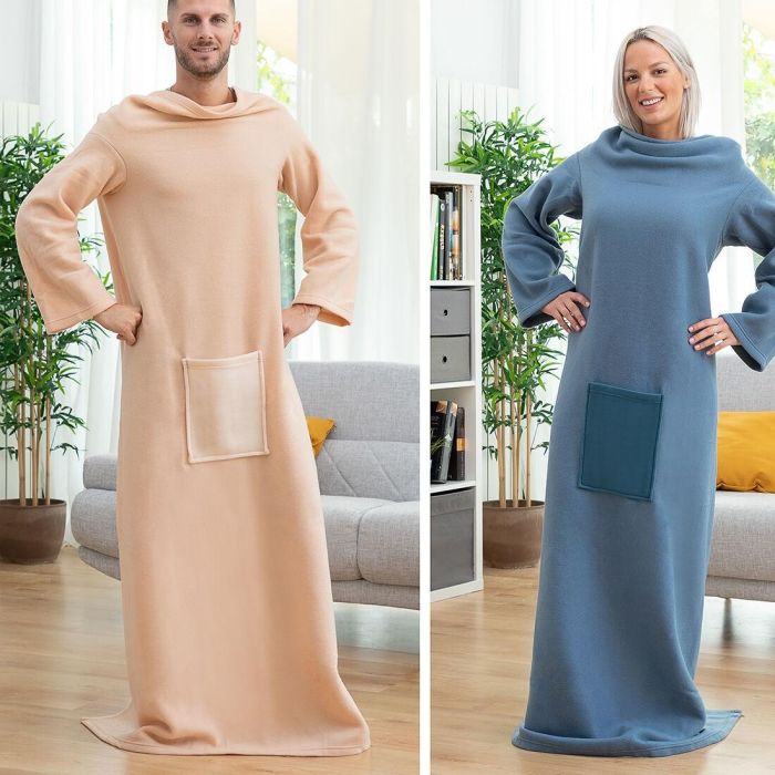 Pack Chaussons Chauffants Micro-ondes et Couverture à Manche Individuelle avec Poche Centrale InnovaGoods 7