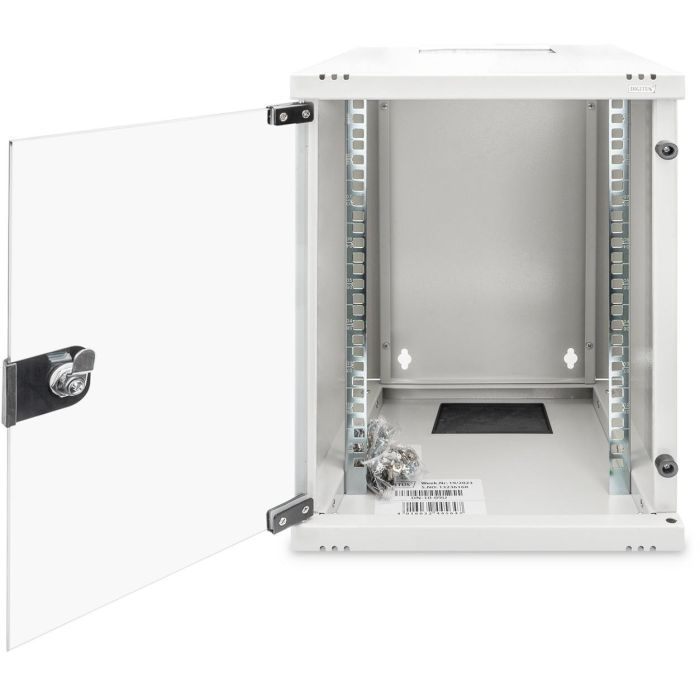 DIGITUS Wandschrank Compact 9HE 254mm 10" Glastür grau 2