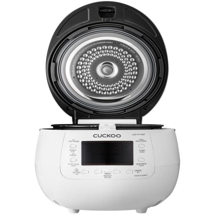 Cuckoo CRP-RT1008F - Cuiseur à riz 1.8 L Double Pression, Blanc, 13 programmes, écran LED, cuve amovible