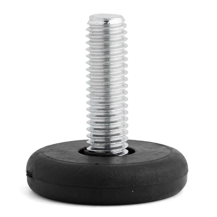 Pie Nivelador Antideslizante Tini M8 Ø30 Acero-Plástico Acabado Zincado-Negro Herrajes Alk 1