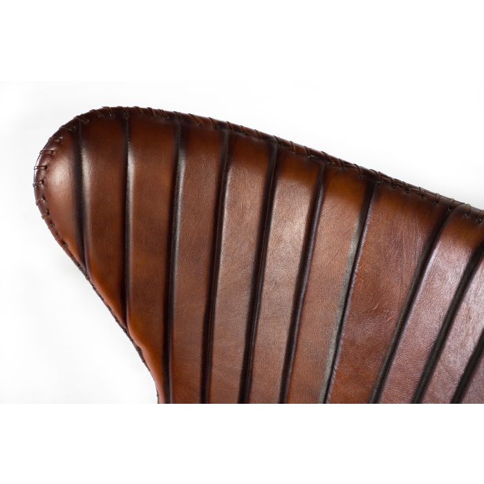 GINER Y COLOMER Fauteuil en cuir véritable marron avec structure métallique - Dimensions 83 x 77 x 100 cm 4