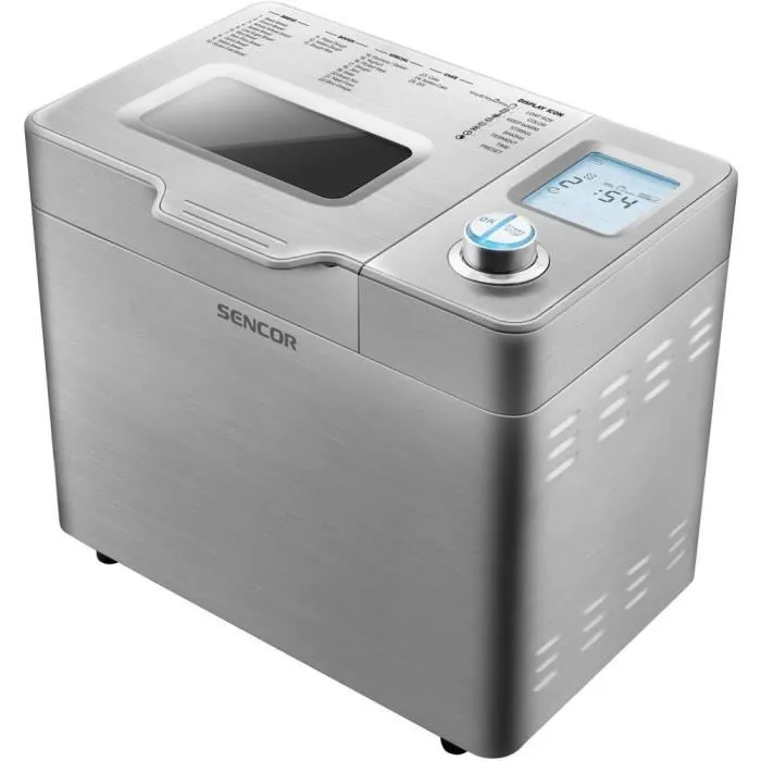 Sencor SBR 2000SS Machine à pain en acier inoxydable avec 23 programmes, écran LCD et distributeur automatique - Capacité 900 g Sencor SBR 2000SS Machine à pain en acier inoxydable avec 23 programmes, écran LCD et distributeur automatique - Capacité 900 g
