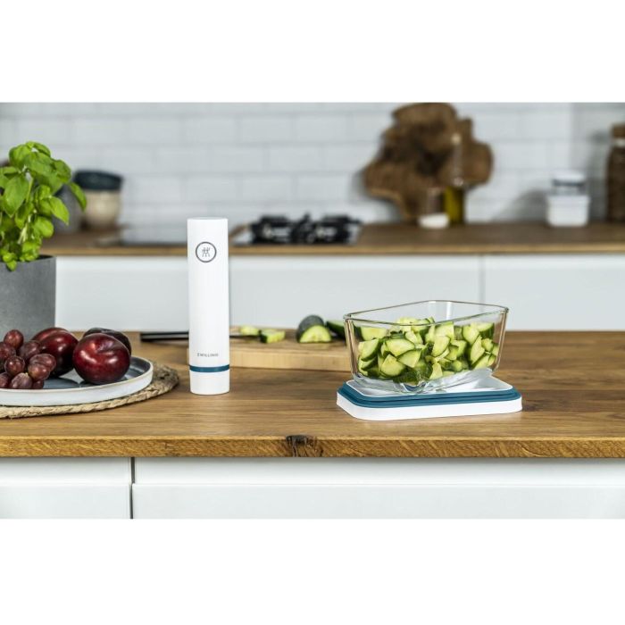 Zwilling 36815-014-0 - Machine de mise sous vide pour aliments avec conteneurs en verre, pompe USB, étanchéité sous vide, bleu, sans BPA