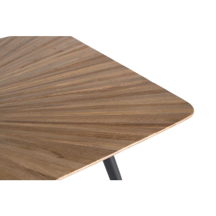 GINER Y COLOMER - Table de salle à manger en teck recyclé et fer noir, plateau rectangulaire 150 cm avec motif radial, pattes inclinées (assemblage requis) 4 GINER Y COLOMER - Table de salle à manger en teck recyclé et fer noir, plateau rectangulaire 150 cm avec motif radial, pattes inclinées (assemblage requis) 4