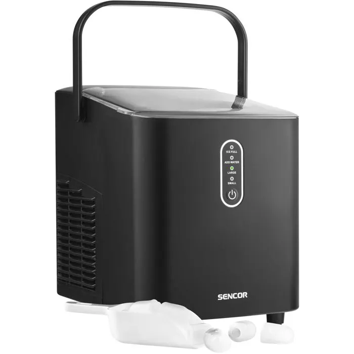 Sencor SIM 2500BK - Machine à Glaçons Portative, 12 kg/jour, 8 glaçons en 8 min, Fonction Arrêt Automatique, 1L