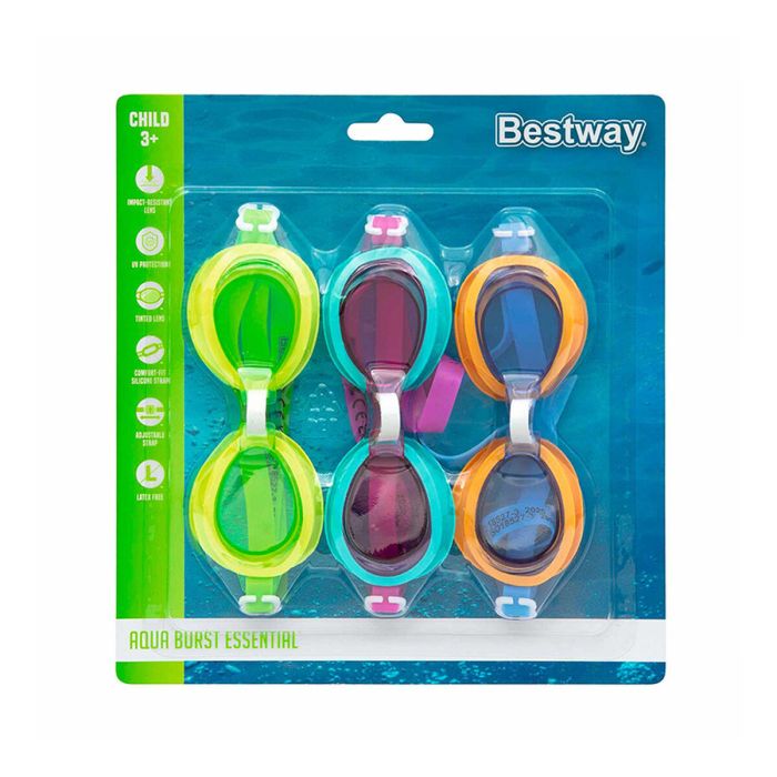 Bestway Lunettes de Natation en Silicone Junior Anti-buée Couleur Aléatoire +7 Ans Plage et Piscine 21065 3
