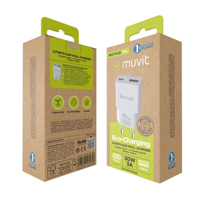 Chargeur mural Muvit for Change HC-263 Blanc 18 W 30 W 2