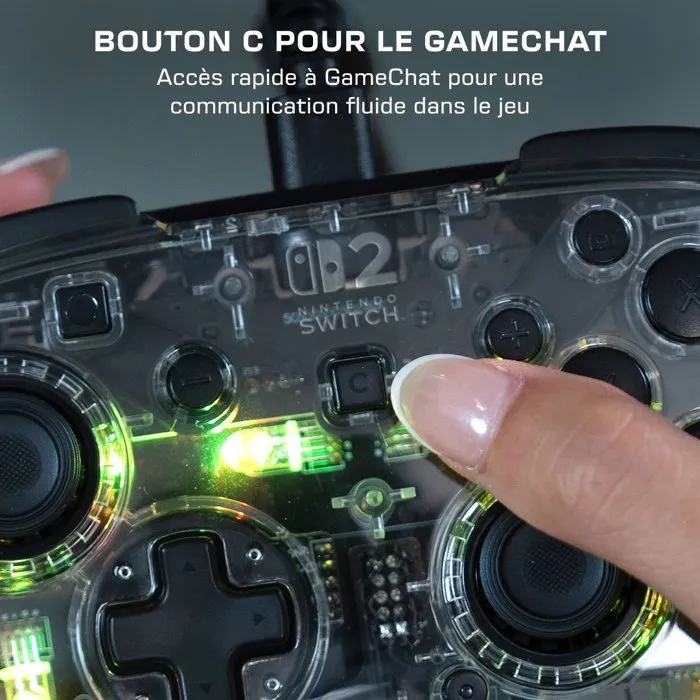 Turtle Beach Manette Gaming Afterglow RGB Filaire Transparente pour Nintendo Switch 2 - Compatible Switch et Switch OLED - Éclairage Personnalisable, Sticks Hall, Bouton GameChat Turtle Beach Manette Gaming Afterglow RGB Filaire Transparente pour Nintendo Switch 2 - Compatible Switch et Switch OLED - Éclairage Personnalisable, Sticks Hall, Bouton GameChat