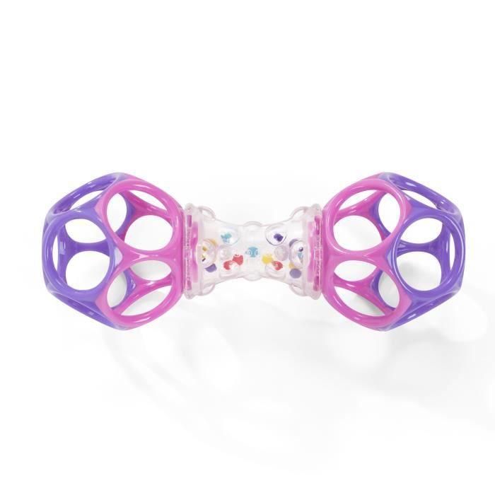 BRIGHT STARTS Coffret cadeau de naissance fille O'Ball avec 2 jouets bébé: un hochet et une O Ball Rose, Violet, Turquoise 1