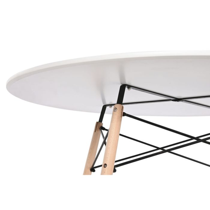 Table de Salle à Manger Home ESPRIT Blanc Noir Naturel Bouleau Bois MDF 120 x 120 x 74 cm 2