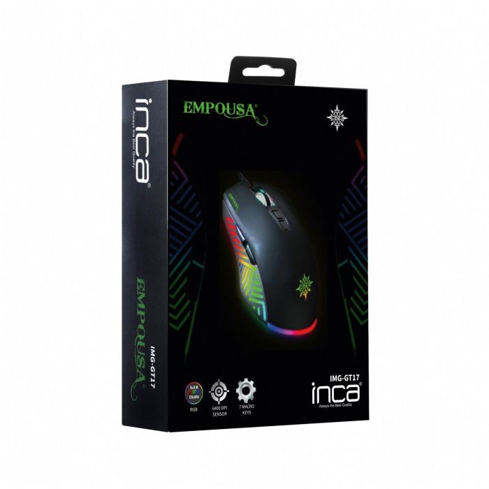 INCA Gaming Maus IMG-GT17 6400 DPI. RGB. 7 Tasten. USB. SW retail 4