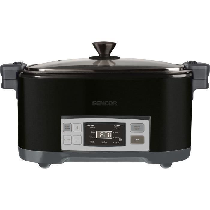Sencor - SPR-5508BK - Mijoteuse automatique 6 L, 1350 W, Noir - Revêtement antiadhésif sans PFOA, 5 réglages de brunissage, 4 fonctions de cuisson