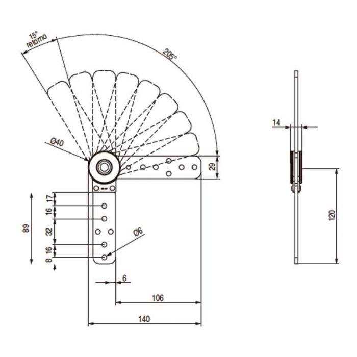 Resorte Compas 8P Antihilo 90-205º Zincado Sistema Cerrado Antihilo. 8 Posiciones. Q&Q 1