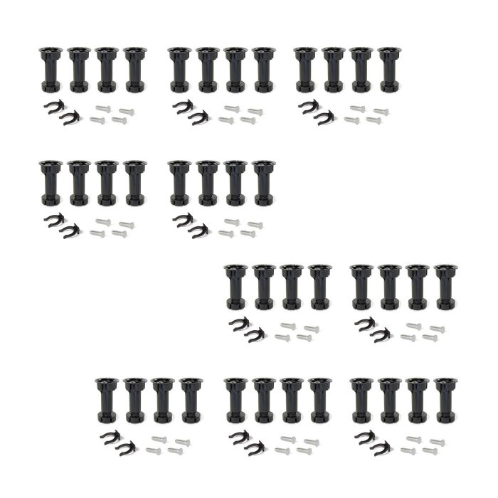 Emuca Lot de 10 kits de pieds de réglage pour meubles Bone, avec base pré-assemblée, hauteur 120mm, réglable 118-135mm, Plastique, Noir 0 Emuca Lot de 10 kits de pieds de réglage pour meubles Bone, avec base pré-assemblée, hauteur 120mm, réglable 118-135mm, Plastique, Noir 0