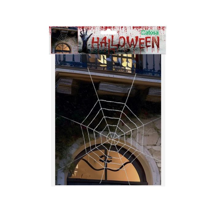 Telaraña - Toile d'araignée décorative blanche de 1.5 m - Décoration d'Halloween effrayante