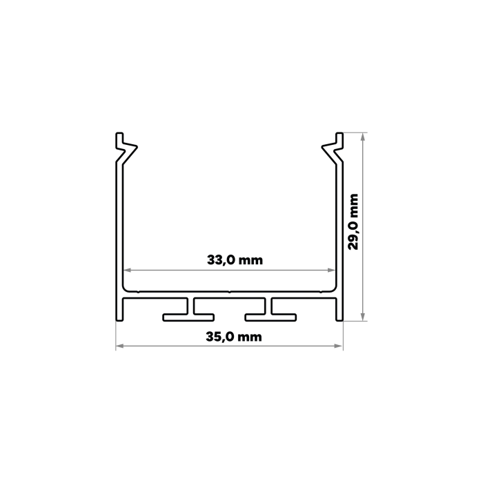 KIMERA Profil Aluminium NORS Noir Anodisé avec Diffuseur Opal, Tapons et Clips de Fixation 2,02M 3