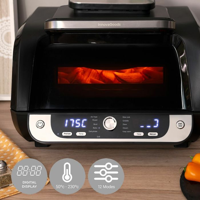 Friteuse à Air avec Gril, Accessoires et Livre de Recettes InnovaGoods Fryinn 12-in-1 6000 Noir Acier 3400 W 6 L 11 Friteuse à Air avec Gril, Accessoires et Livre de Recettes InnovaGoods Fryinn 12-in-1 6000 Noir Acier 3400 W 6 L 11