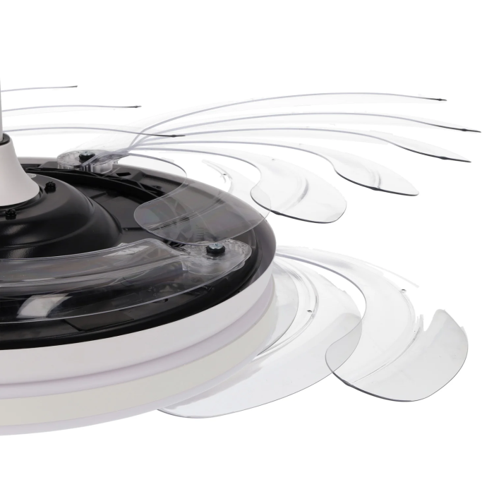 Ventilateur DC Blanc 59W 107cm 4 Pales Déployables avec Lumière LED 3 Températures (3000-4000-6000K) 6980lm, Fonction Été-Hiver, Intensité Réglable, Télécommande Incluse 2