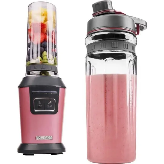 Sencor SBL 7174RD Blender Mixeur 800W Rouge 0.6L avec Couvercle Sous Vide pour Smoothies et Préparations