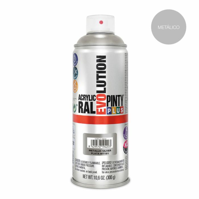 Peinture en spray Pintyplus Evolution MT191 Métallisé 400 ml Argenté 1