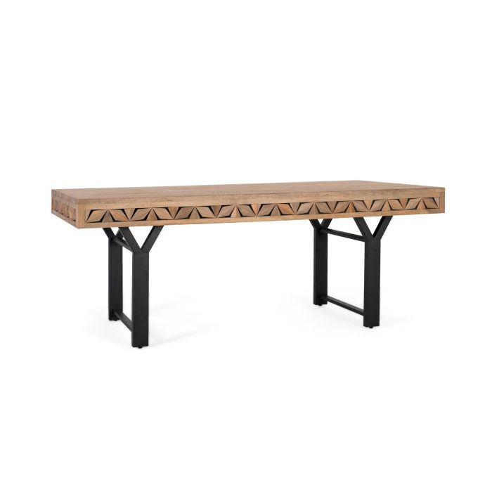 GINER Y COLOMER Table de Salle à Manger Rectangulaire en Bois de Mango 200 cm, Style Rustique et Industriel, avec Base en Métal en Forme de Y 1 GINER Y COLOMER Table de Salle à Manger Rectangulaire en Bois de Mango 200 cm, Style Rustique et Industriel, avec Base en Métal en Forme de Y 1